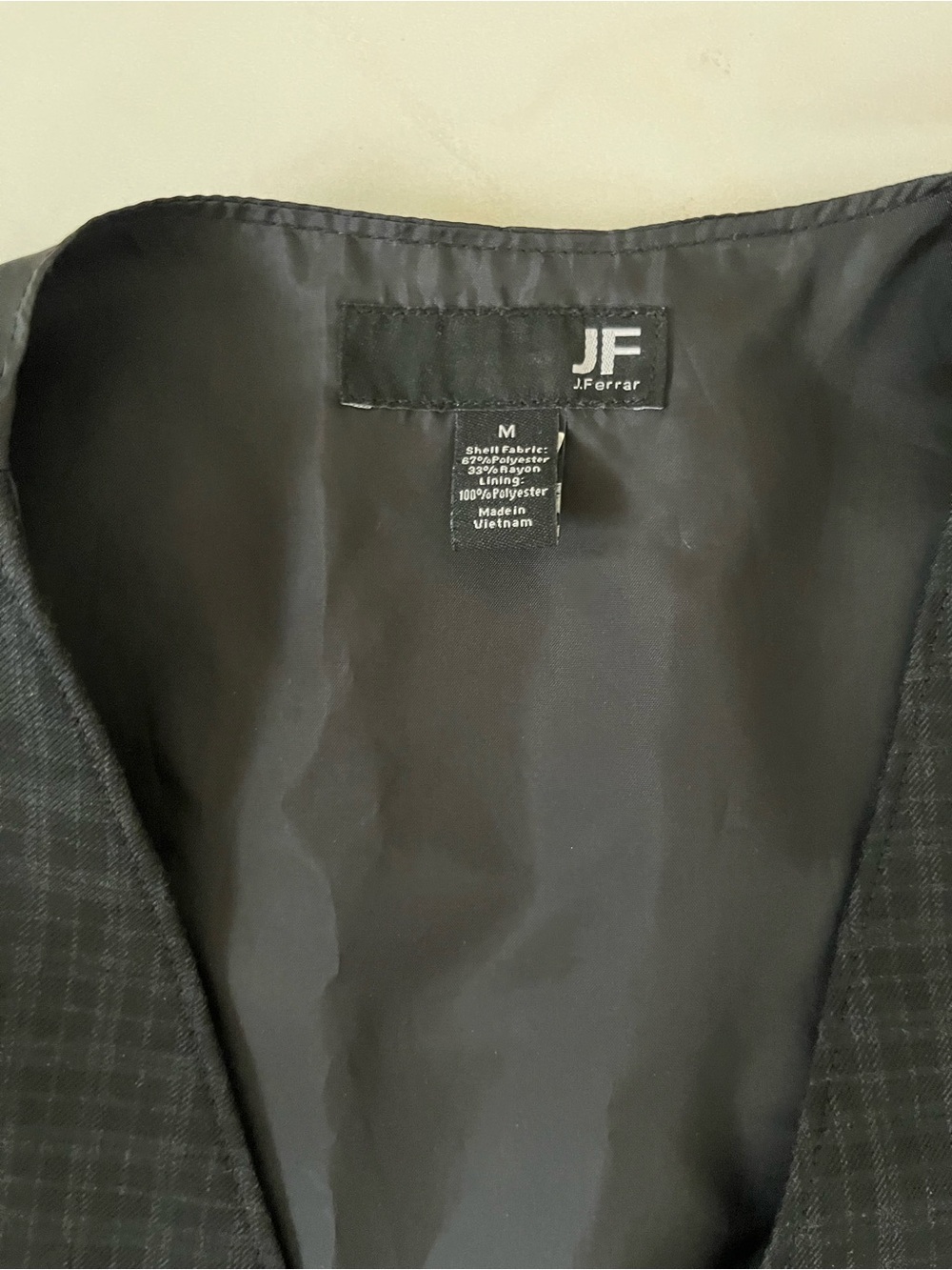 J Ferrar Black Plaid Men's Dress Vest M - Picture 5 of 5